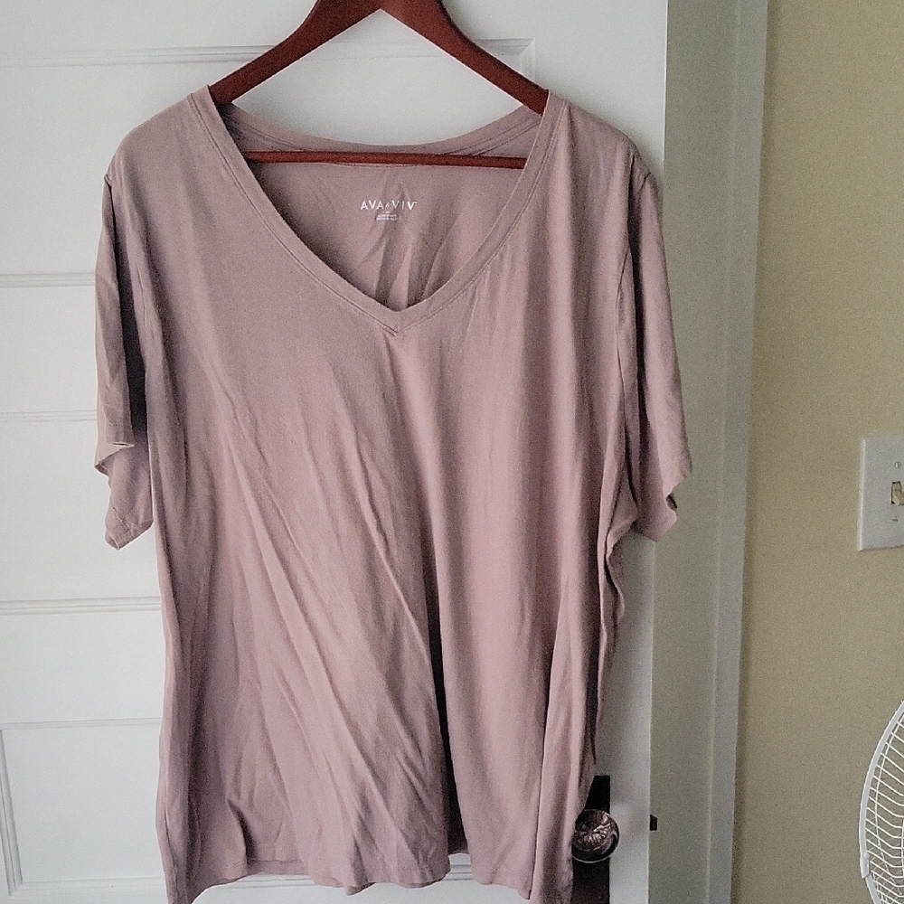 AVA & VIV Women's Mauve V-Neck Top
